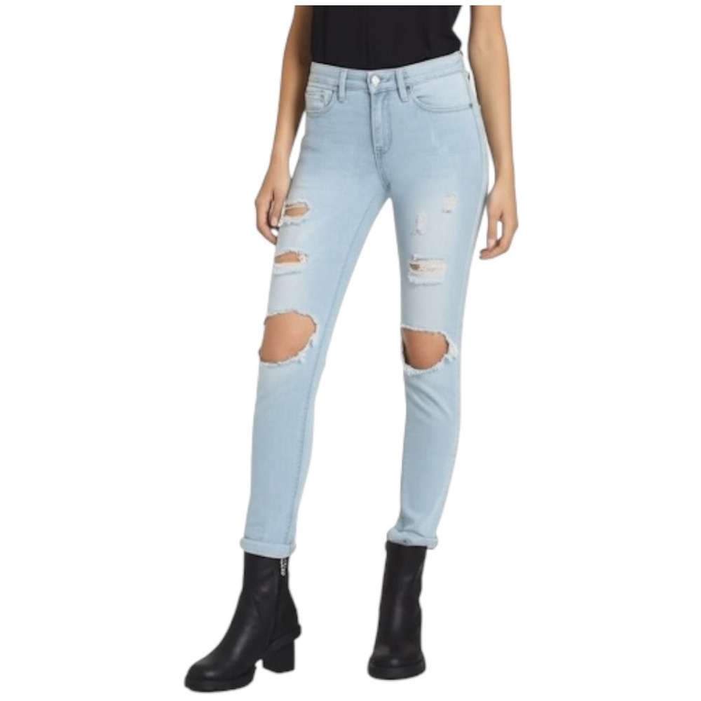 Frame Le Skinny De Jeanne Light Blue Distressed Women's Jeans Size 29
